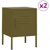vidaXL Tables de chevet 2 pcs Vert olive 35x35x51 cm Acier