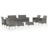 vidaXL Salon de jardin 8 pcs avec coussins Résine tressée Gris