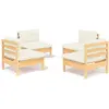 vidaXL Salon de jardin 4 pcs avec coussins crème Bois de pin