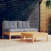 vidaXL Salon de jardin 3 pcs avec coussins gris bois de pin