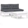 vidaXL Salon de jardin 3 pcs avec coussins anthracite bois de pin