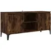 vidaXL Meuble TV avec pieds en métal Chêne fumé 103,5x35x50 cm