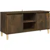 vidaXL Meuble TV avec pieds en bois solide Chêne fumé 103,5x35x50 cm