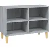 vidaXL Meuble TV avec pieds en bois massif Sonoma gris 69,5x30x50 cm