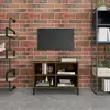 vidaXL Meuble TV avec pieds en métal Chêne fumé 69,5x30x50 cm