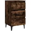 vidaXL Table de chevet avec pieds en métal Chêne fumé 40x35x69 cm