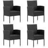 vidaXL Chaises de jardin coussins noir lot de 4 noir résine tressée