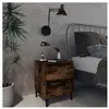 vidaXL Table de chevet avec pieds en métal Chêne fumé 40x35x50 cm