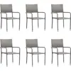 vidaXL Chaise à dîner de jardin empilable lot de 6 gris résine tressée