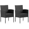 vidaXL Chaises de jardin avec coussins noir lot de 2 résine tressée