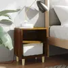 vidaXL Table de chevet avec pieds en bois Chêne marron 40x30x50 cm