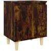 vidaXL Table de chevet avec pieds en bois Chêne fumé 40x30x50 cm