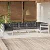 Salon de jardin 7 pcs avec coussins blanc bois de pin massif Vidaxl Blanc