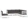 vidaXL Salon de jardin 5 pcs avec coussins blanc bois de pin