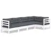 vidaXL Salon de jardin 5 pcs avec coussins blanc bois de pin