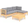 vidaXL Salon de jardin 5 pcs avec coussins gris bois de pin
