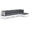 vidaXL Salon de jardin 5 pcs avec coussins blanc bois de pin
