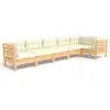 vidaXL Salon de jardin 6 pcs avec coussins crème Bois de pin