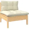 vidaXL Salon de jardin 7 pcs avec coussins crème Bois de pin massif