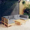 vidaXL Salon de jardin 7 pcs avec coussins gris bois de pin massif