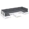 vidaXL Salon de jardin 8 pcs avec coussins blanc bois de pin massif