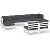 vidaXL Salon de jardin 10 pcs avec coussins blanc bois de pin
