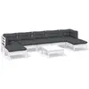 vidaXL Salon de jardin 8 pcs avec coussins blanc bois de pin