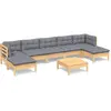 vidaXL Salon de jardin 8 pcs avec coussins gris bois de pin
