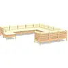 vidaXL Salon de jardin 12 pcs avec coussins crème Bois de pin