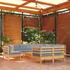 vidaXL Salon de jardin 10 pcs avec coussins gris Bois de pin solide