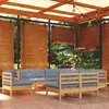 vidaXL Salon de jardin 9 pcs avec coussins gris bois de pin solide