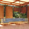 vidaXL Salon de jardin 9 pcs avec coussins gris Bois de pin solide