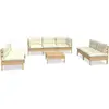 vidaXL Salon de jardin 8 pcs avec coussins crème Bois de pin massif