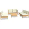 vidaXL Salon de jardin 7 pcs avec coussins crème bois de pin massif