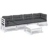 vidaXL Salon de jardin 5 pcs avec coussins bois de pin massif