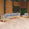 vidaXL Salon de jardin 6 pcs avec coussins gris bois de pin massif