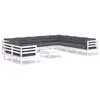 vidaXL Salon de jardin 11 pcs avec coussins blanc bois de pin solide