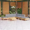 vidaXL Salon de jardin 8 pcs avec coussins gris Bois de pin