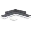 vidaXL Salon de jardin 8 pcs avec coussins blanc bois de pin