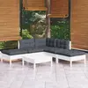 vidaXL Salon de jardin 6 pcs avec coussins blanc bois de pin