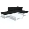 vidaXL Salon de jardin 5 pcs avec coussins blanc bois de pin