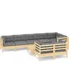 vidaXL Salon de jardin 9 pcs avec coussins gris Bois de pin massif