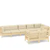 vidaXL Salon de jardin 8 pcs avec coussins crème Bois de pin massif