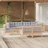 vidaXL Salon de jardin 9 pcs avec coussins gris Bois de pin massif