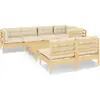 vidaXL Salon de jardin 8 pcs avec coussins crème Bois de pin massif
