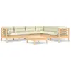 vidaXL Salon de jardin 7 pcs avec coussins crème Bois de pin solide
