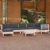 Salon de jardin 8 pcs avec coussins blanc bois de pin solide Vidaxl Blanc