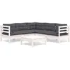 vidaXL Salon de jardin 6 pcs avec coussins blanc bois de pin massif