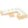 vidaXL Salon de jardin 10 pcs avec coussins crème Bois de pin
