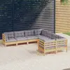 vidaXL Salon de jardin 8 pcs avec coussins gris bois de pin solide